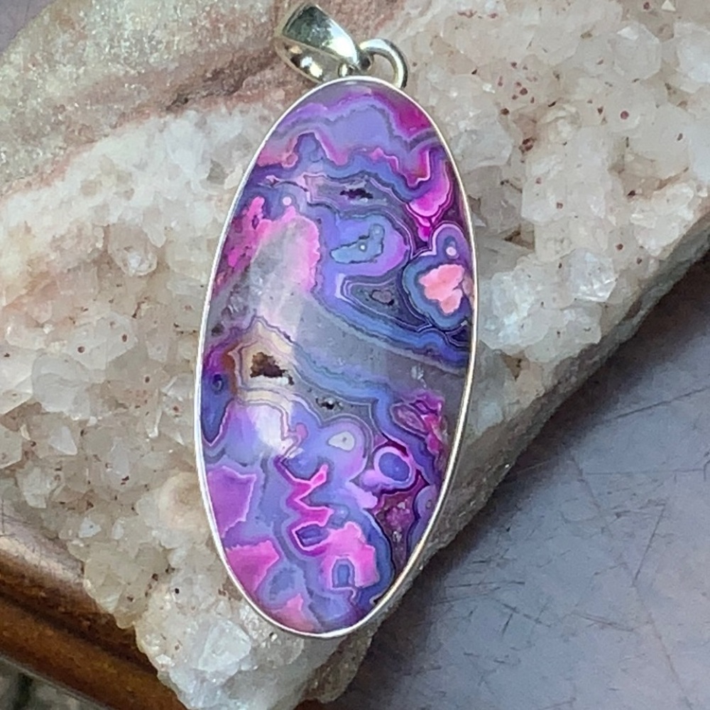 LAGUNA LACE AGATE 925 STERLING SILVER PENDANT